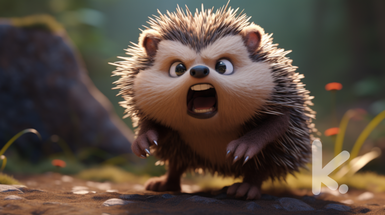 Calm Down the Hedgehog Writing Task: An angry hedgehog, showing fury, pixar style.